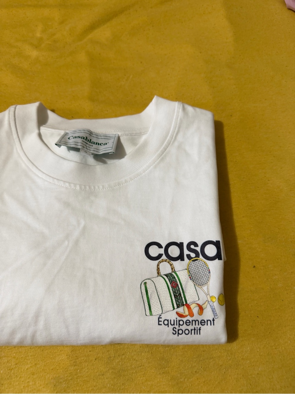 Men CasaBlanca T-shirt, Size Medium, color white